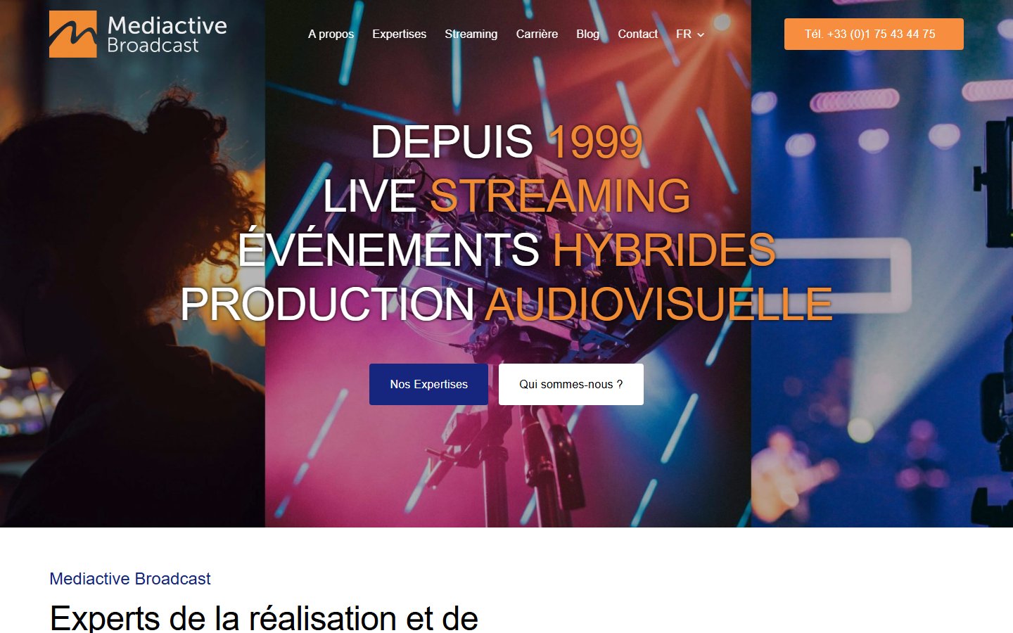 Page d’accueil de Mediactive Broadcast