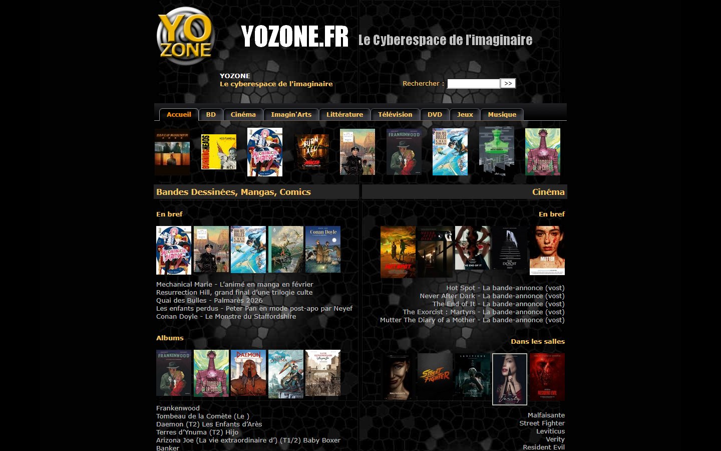 Page d’accueil de Yozone
